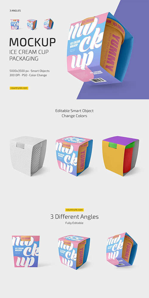 Ice Cream Cup Packaging Mockup Set 7124989