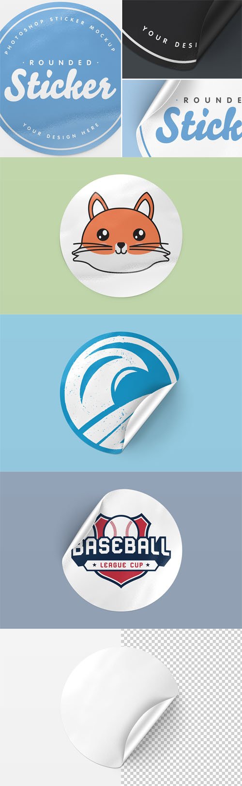 Rounded Stickers PSD Mockups Templates