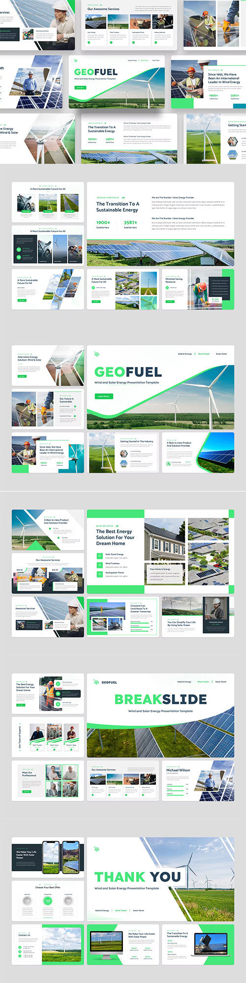 Geofuel - Wind and Solar Energy Powerpoint, Keynote and Google Slides Template