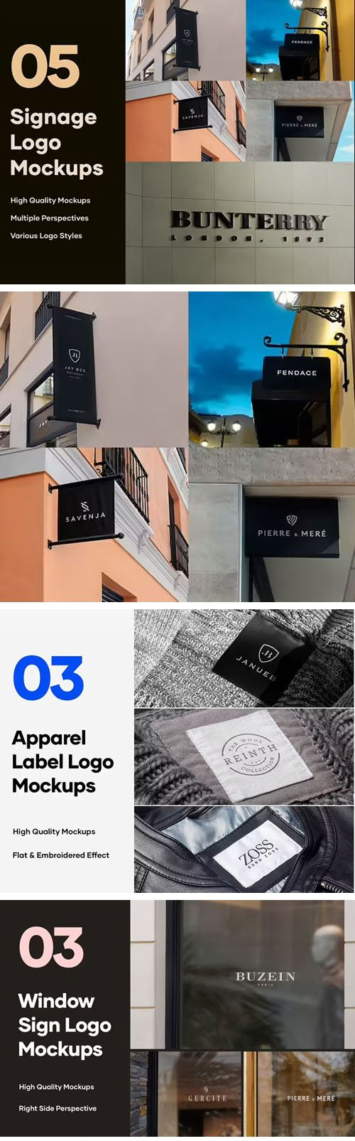 11 Sign & Label Branding Logos PSD Mockups Templates
