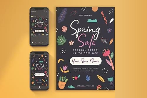Spring Sale Event Flyer Set PSD