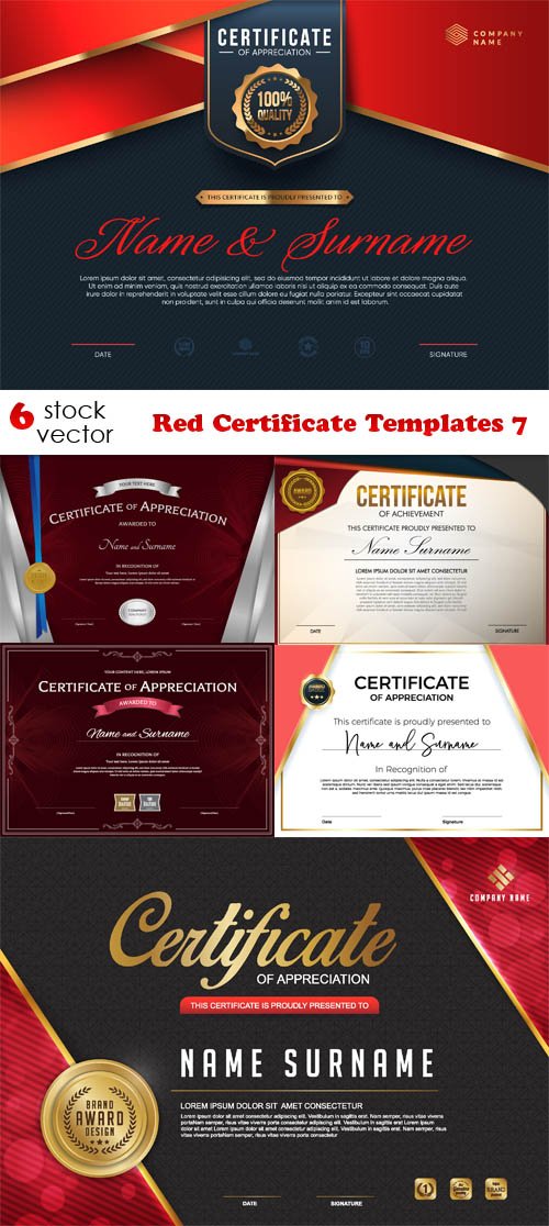 Vectors - Red Certificate Templates 7
