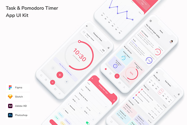 UI Kit - Task & Pomodoro Timer App