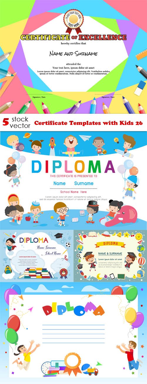 Vectors - Certificate Templates with Kids 26