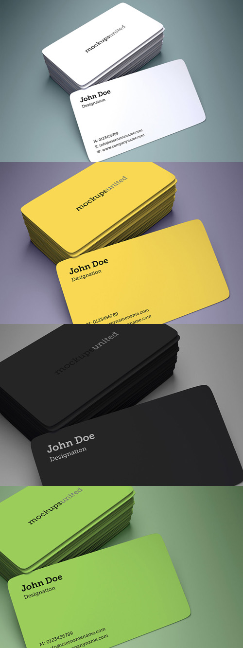 PSD Rounded Corner Business Card Mockup