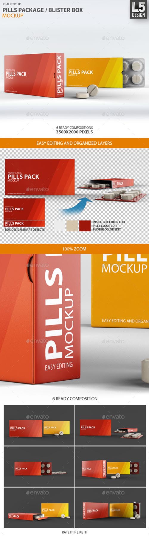 Pills Package Blister Box Mock-up 9268952