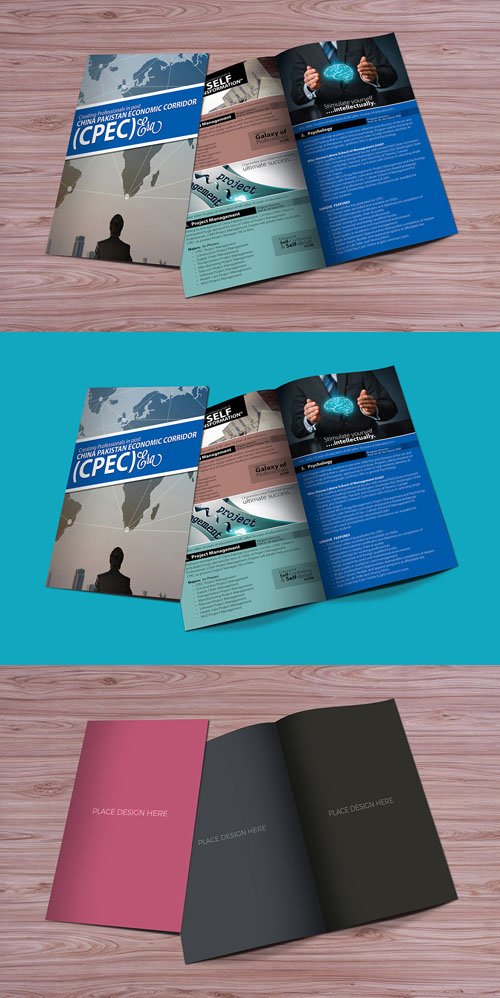 Bi-Fold Brochure Mockup PSD