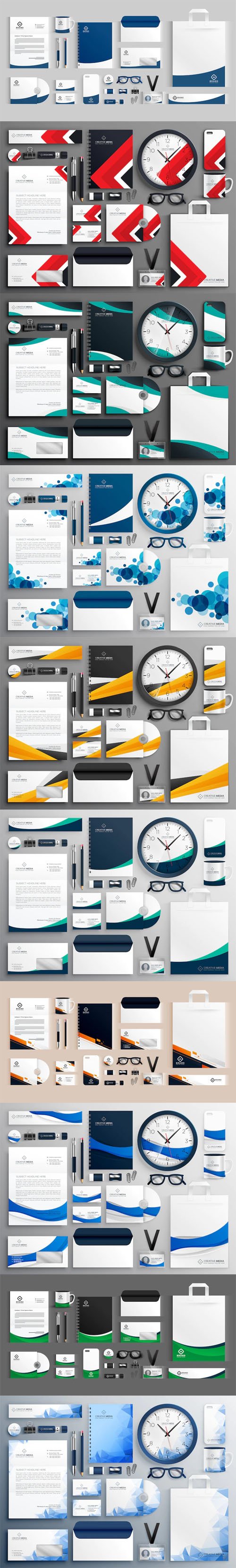 10 Professional Business Branding Stationery Vector Templates