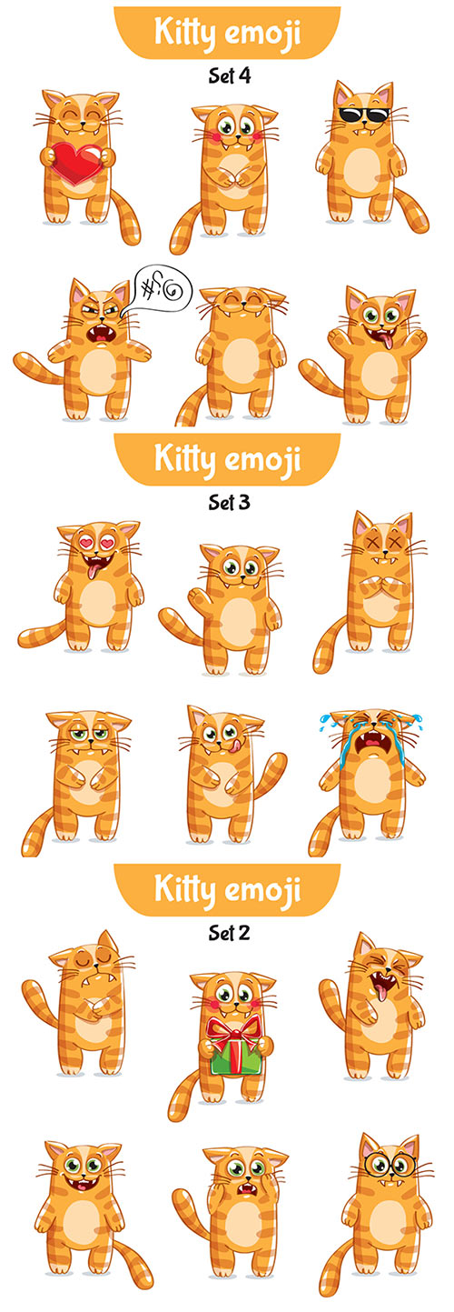Vector Set Of Cute Cat Characters