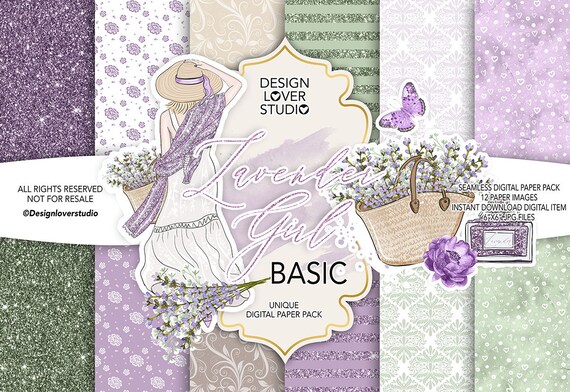 Lavender Girl Digital Paper Pack