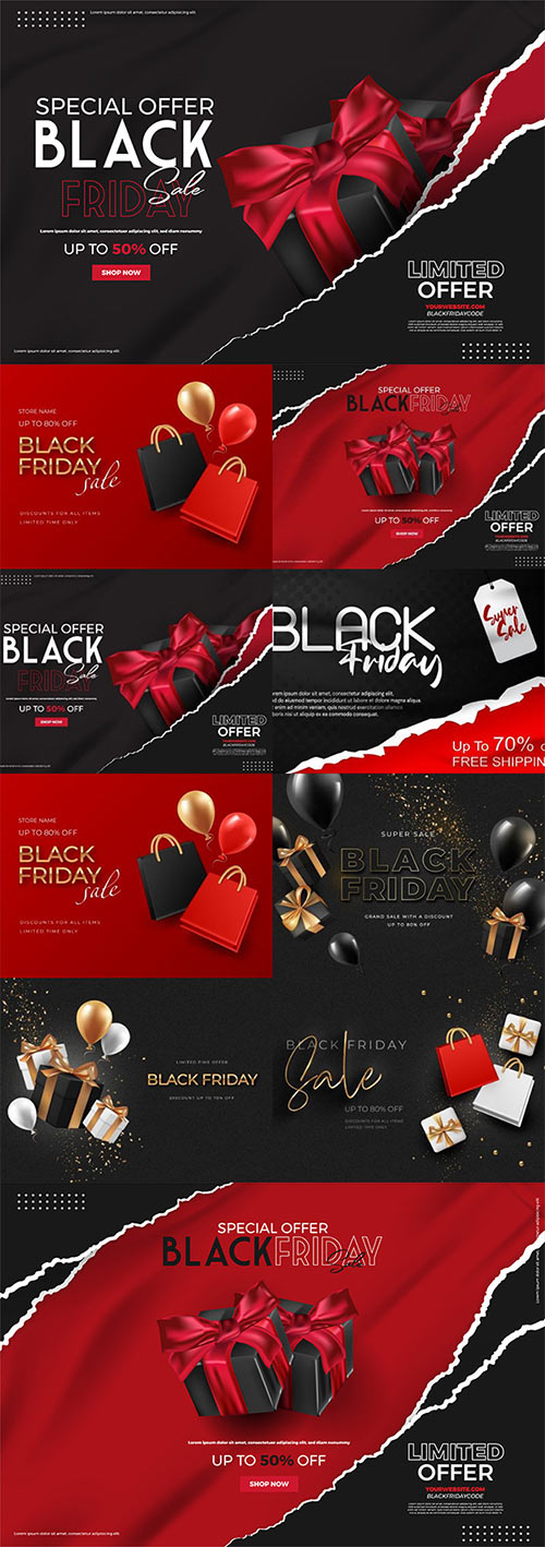 Black friday sale web banner vector template