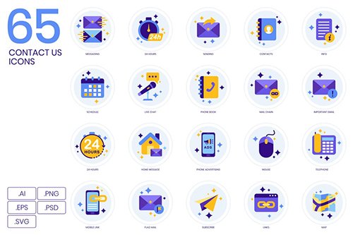 65 Contact Us Icons | Lavender Series