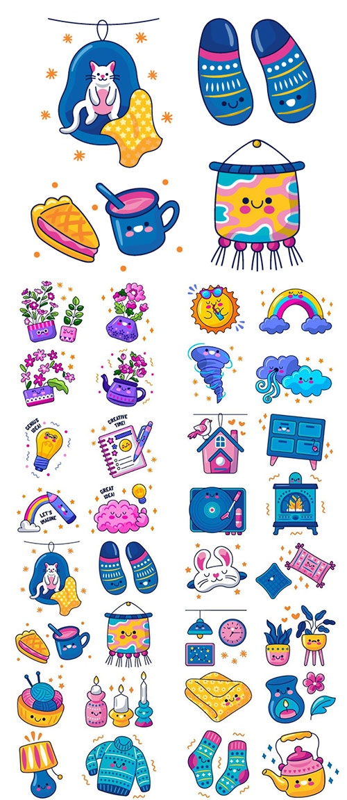 Vector home sticker collection