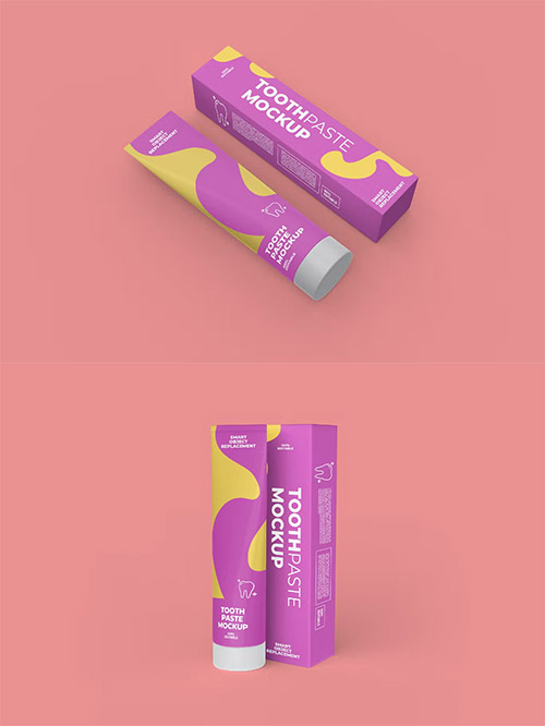 Tooth Paste with Box Display Mockup