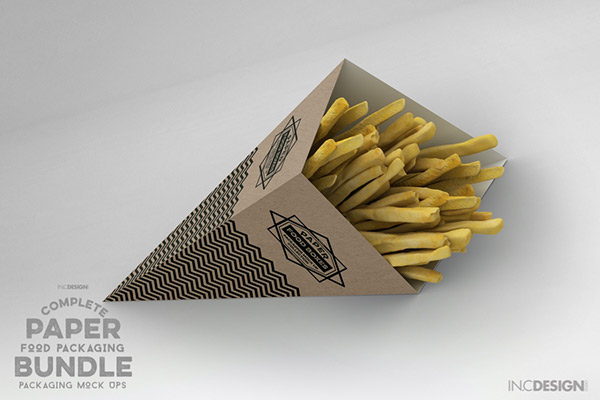 Paper Food Cone Packaging Mockup