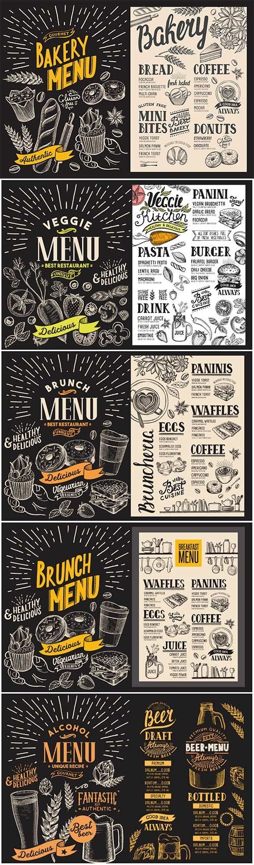 Vector restaurant menu, design template with vintage hand-drawn flyer #9
