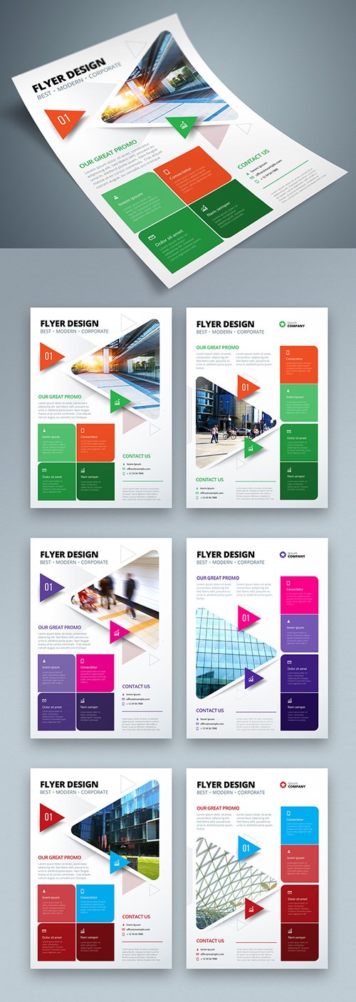 Colorful Business Flyer Layout with Triangle Elements