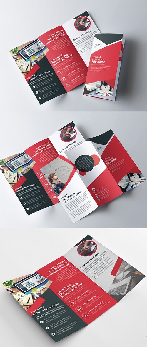 Red and Black Tri-fold Brochure Layout