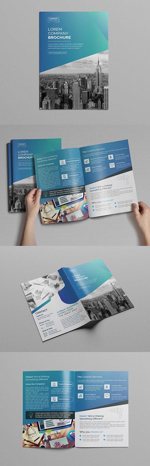 Blue Gradient Bi-Fold Brochure Layout