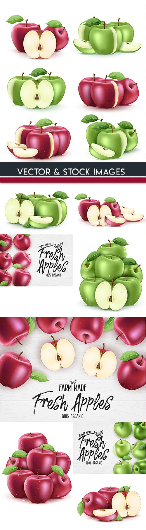 Fresh apples green and red natural product