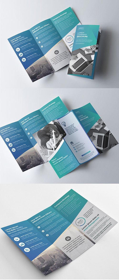 Blue Gradient Tri-fold Brochure Layout