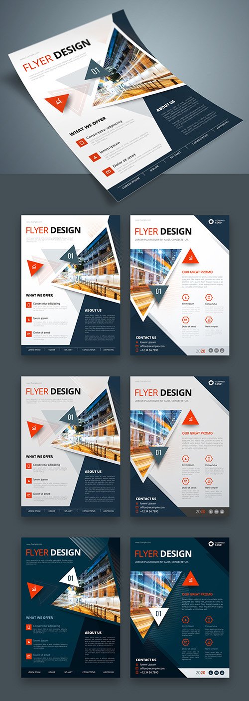 Colorful Business Flyer Layout with Triangle Elements