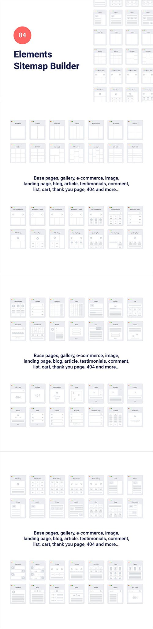 84 Sitemap Elements for PowerPoint