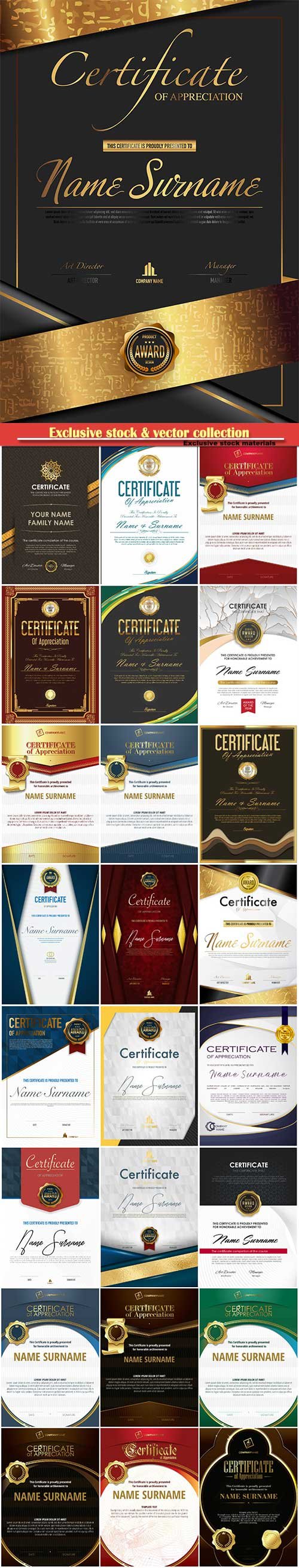 Certificate template luxury and diploma vector illustration