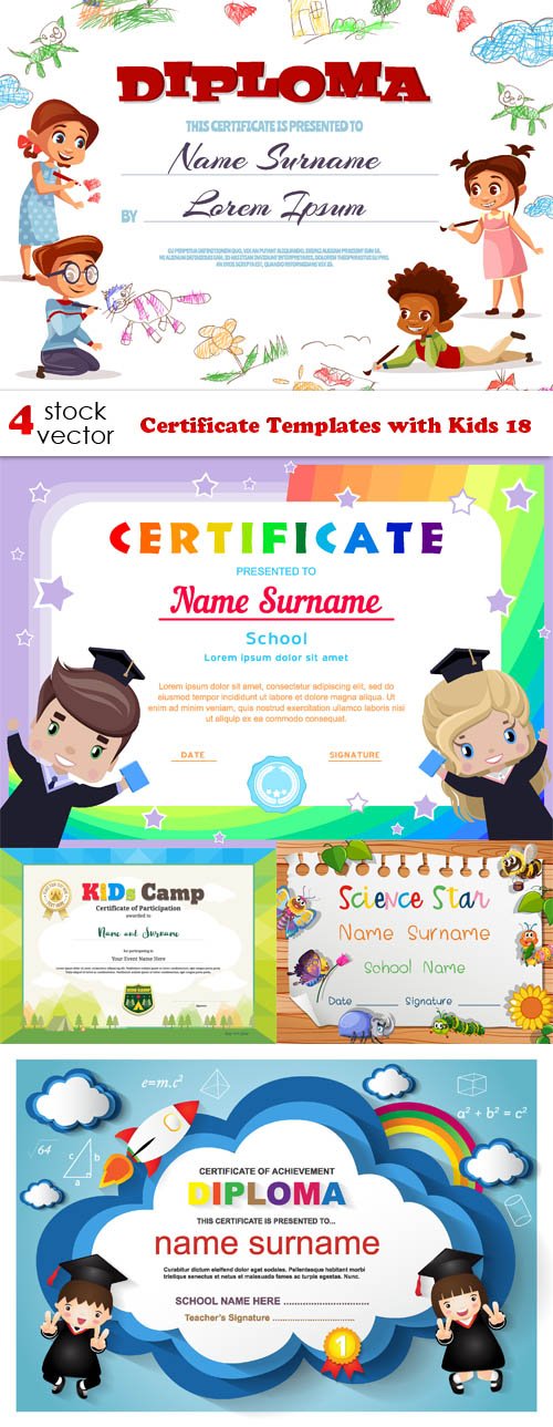 Vectors - Certificate Templates with Kids 18