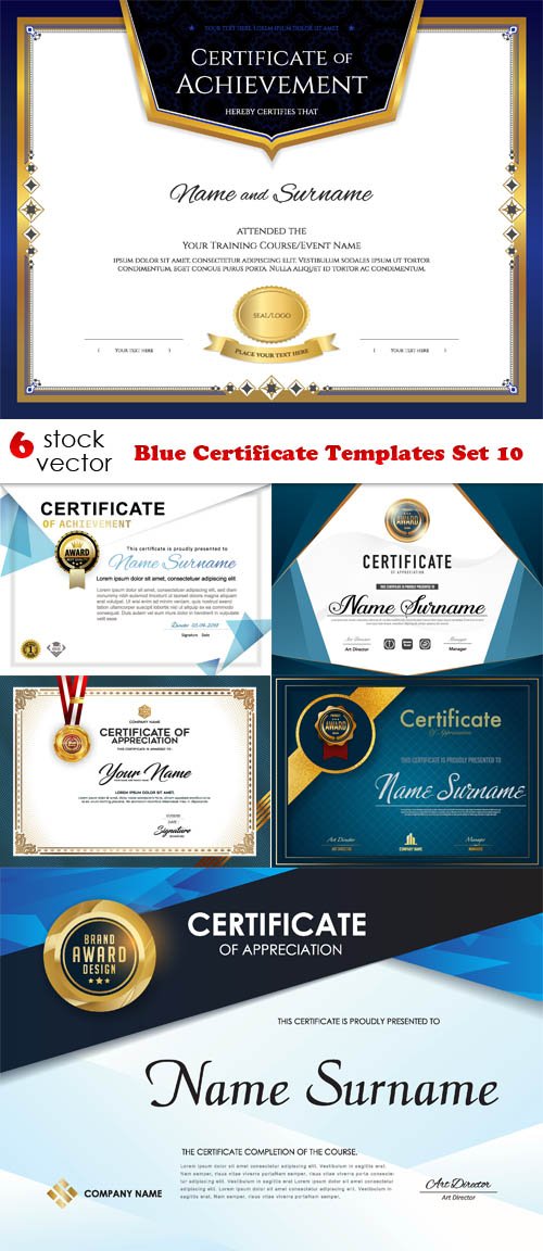 Vectors - Blue Certificate Templates Set 10