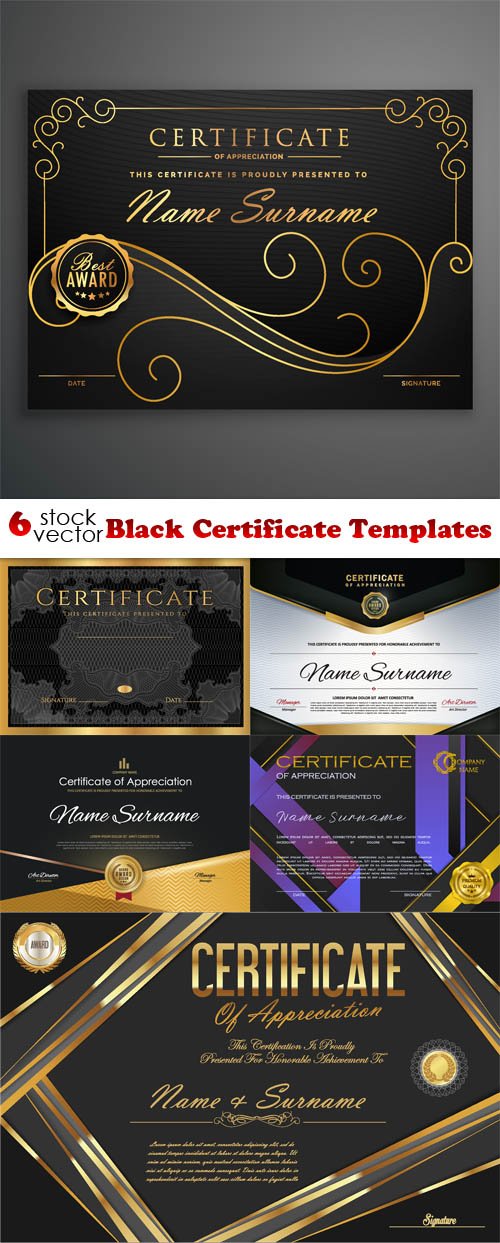 Vectors - Black Certificate Templates