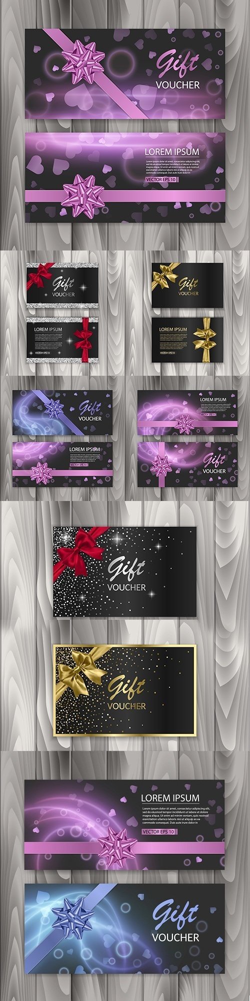 Voucher gift certificate and banners with abstract design