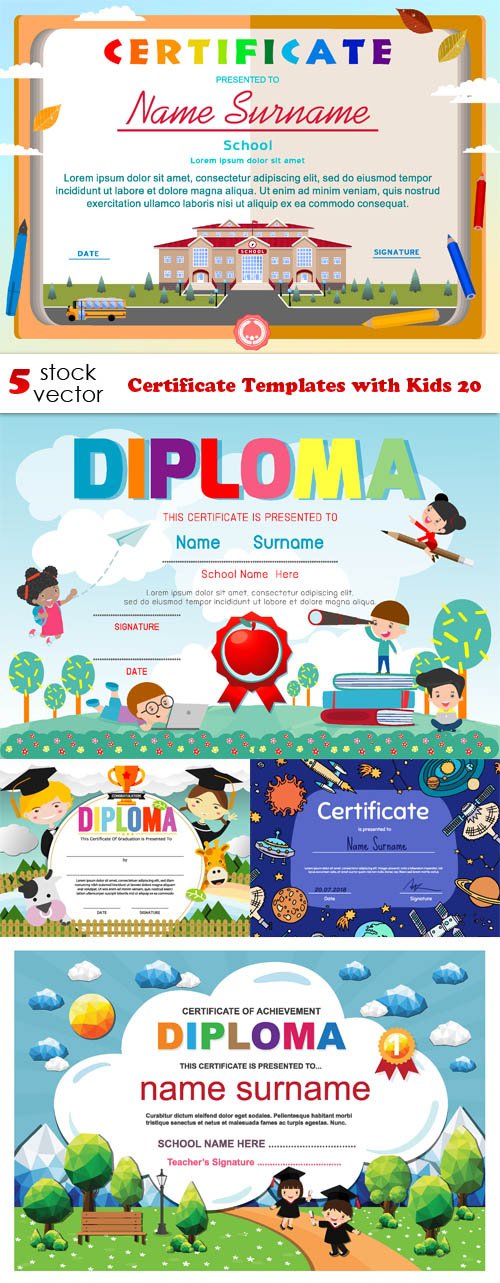 Vectors - Certificate Templates with Kids 20
