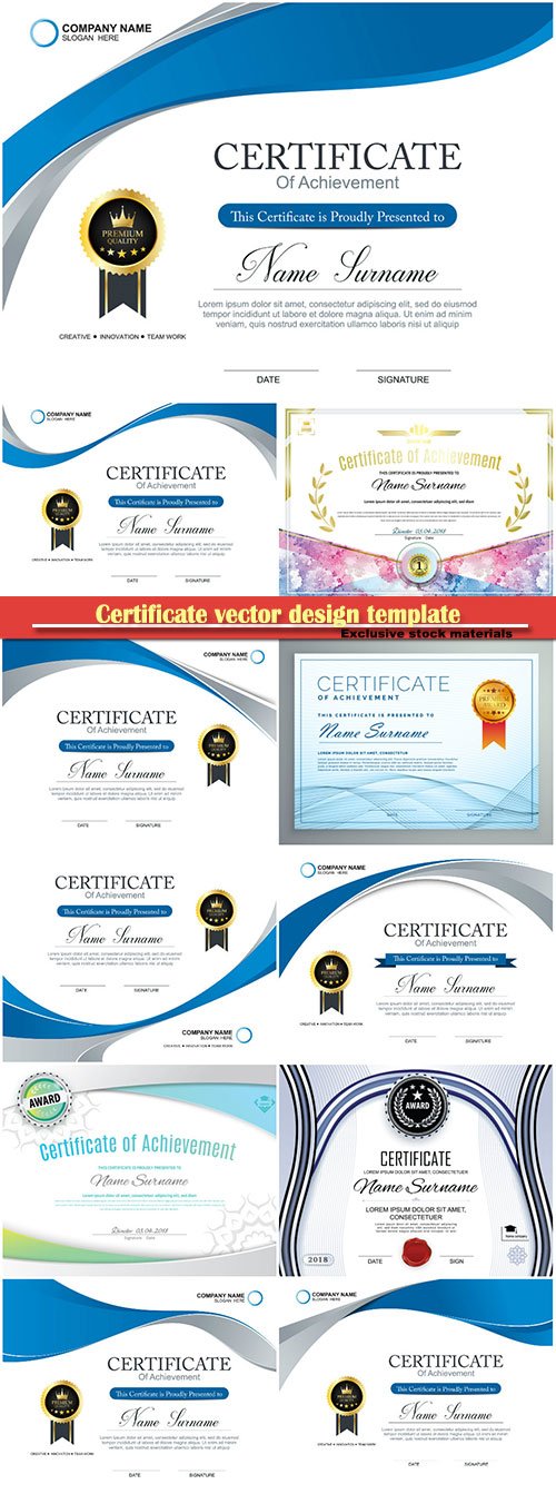 Certificate and vector diploma design template # 71