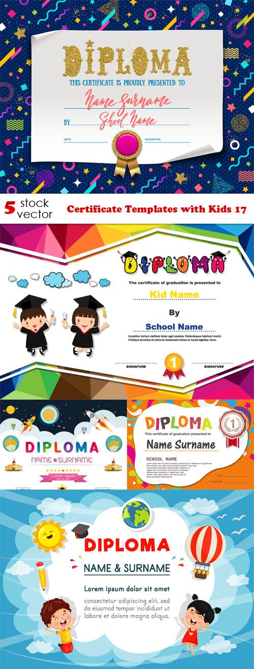 Vectors - Certificate Templates with Kids 17