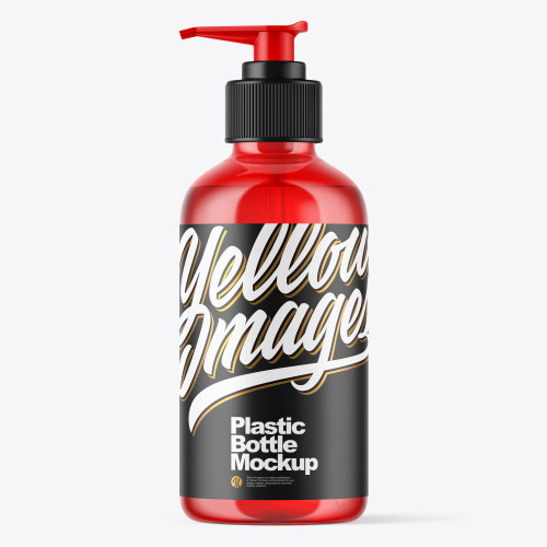 Plastic Cosmetic Bottle with Pump Mockup 49988