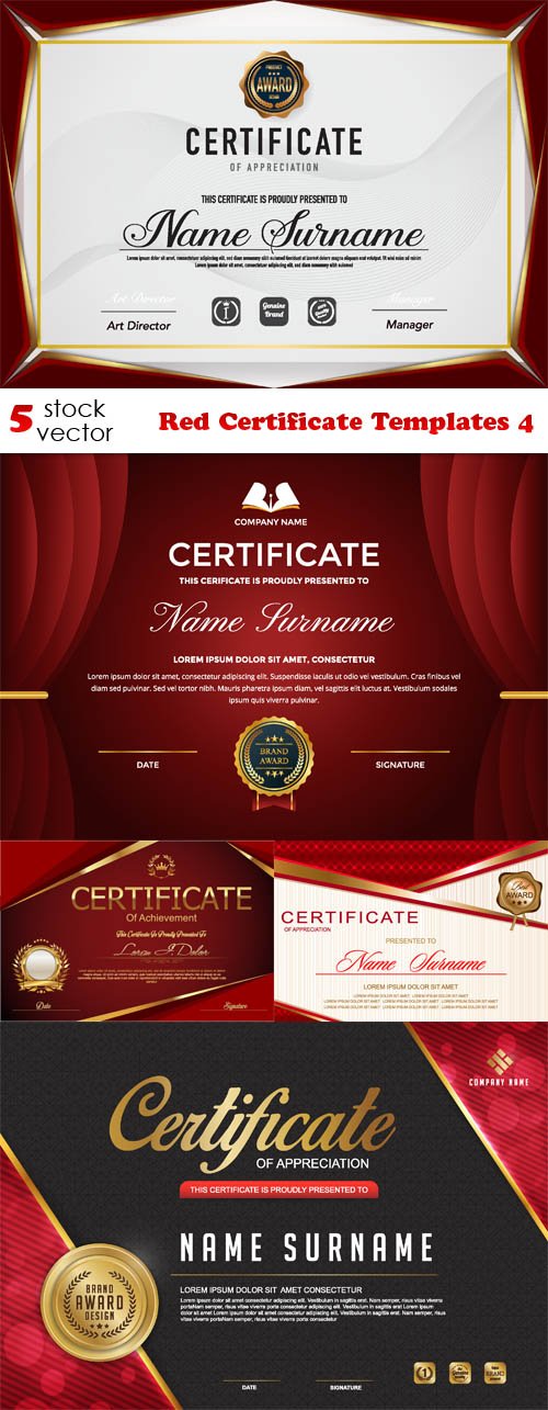 Vectors - Red Certificate Templates 4