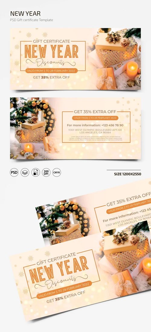 Gift Certificate PSD Templates for New Year
