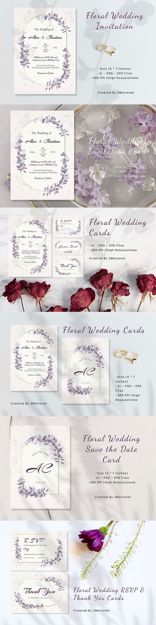 Floral Wedding Cards Templates 10185454