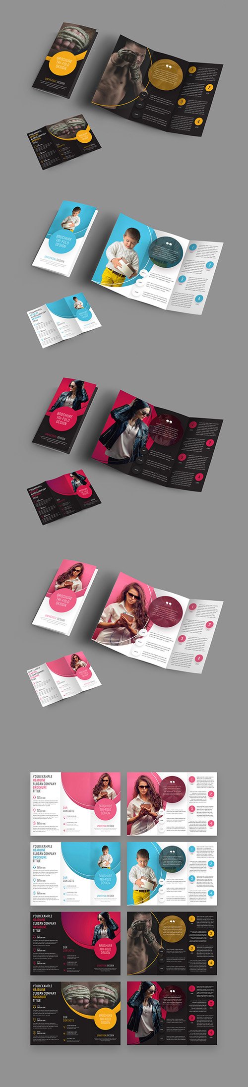 4 Trifold Brochures with Circular Elements 198253900