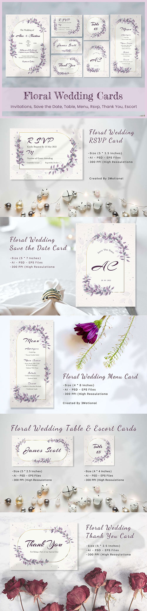 Floral Wedding Cards Templates 10185454
