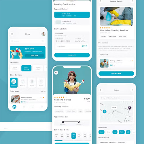Home Clean Services Mobile App UI Kit