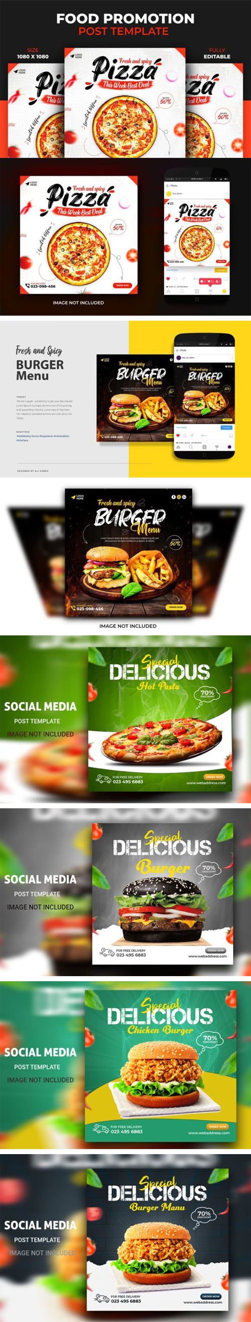 Social Media Posts - Food Promotion PSD Templates