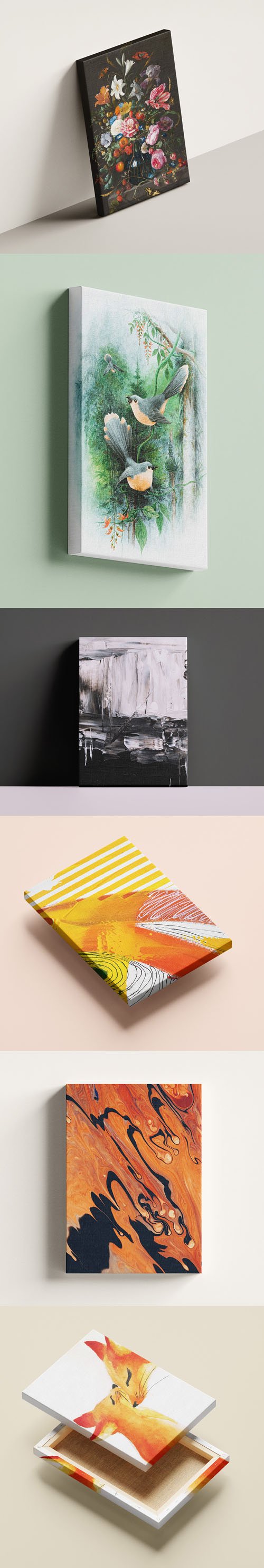 6 Painting Canvas PSD Mockups Templates