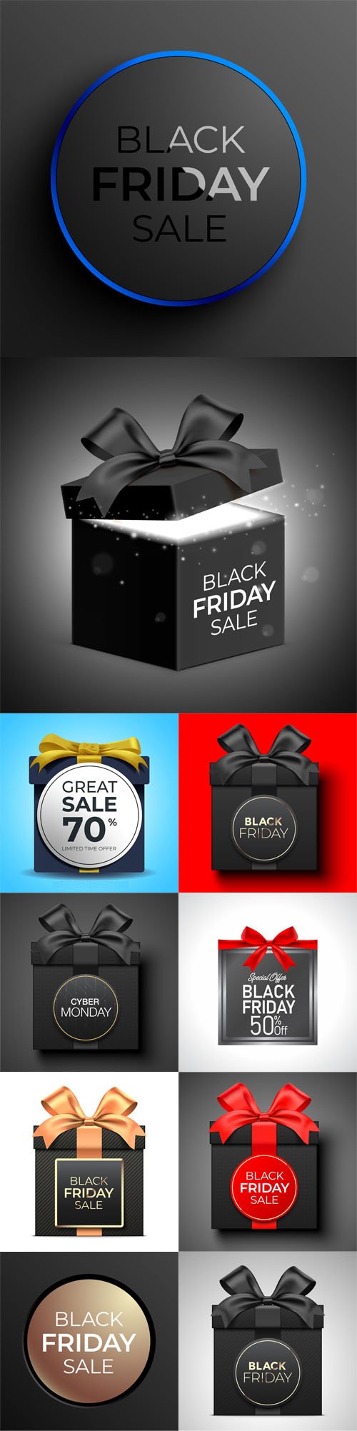 Black Friday - 10+ Realistic Gift Boxes Vector Templates