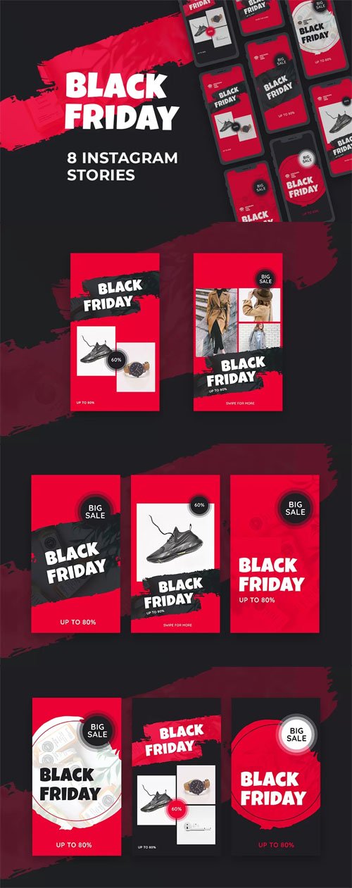 Black Friday - 8 Instagram Stories PSD Templates Collection