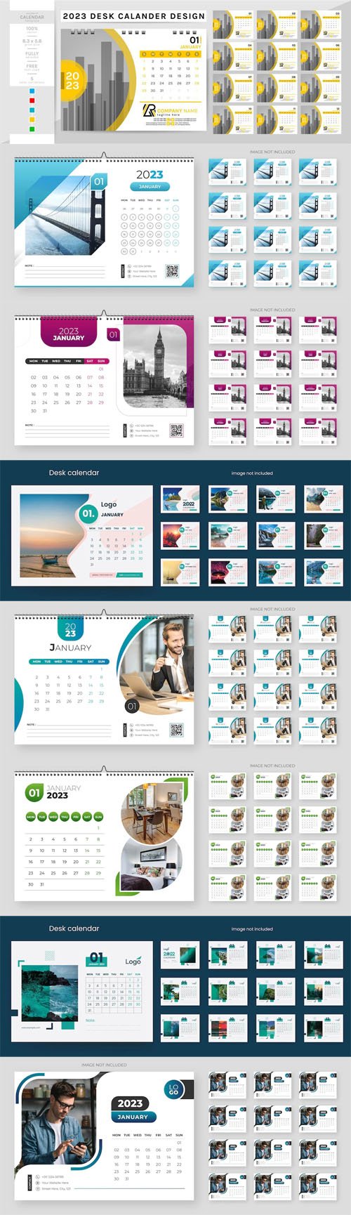 8 Creative Desk Calendars for 2023 Vector Templates