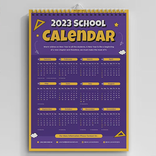 Education 2023 Wall Calendar PSD