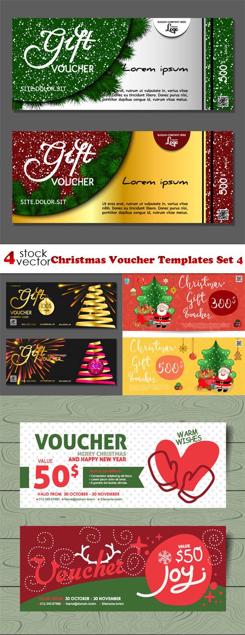 Vectors - Christmas Voucher Templates Set 4