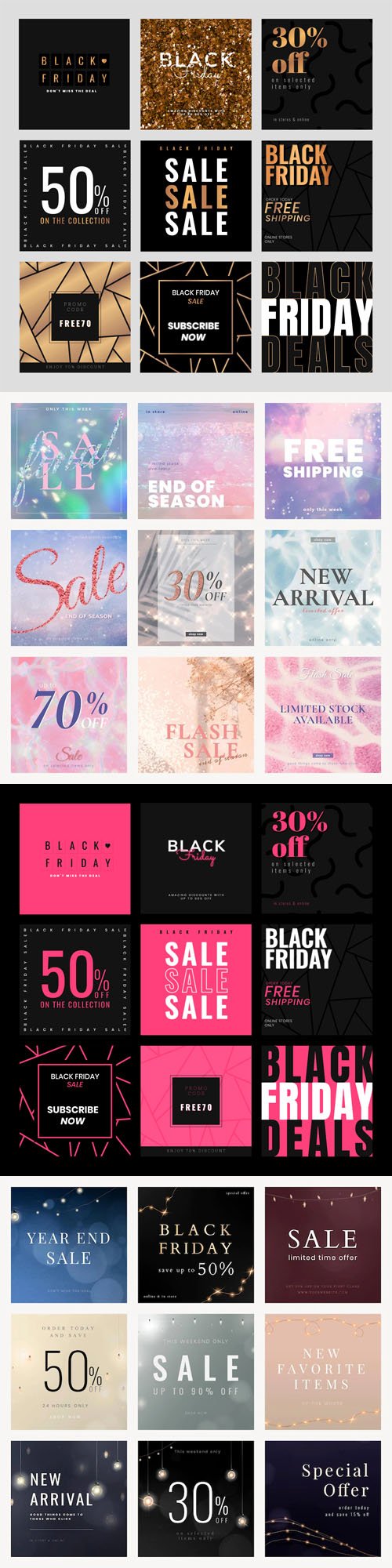 Black Friday - 50+ Text Promotional Posters Vector Templates